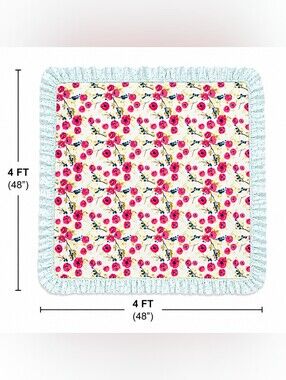 SWEET HONEY Floral Ruffle Baby Blanket in Pink and Mint